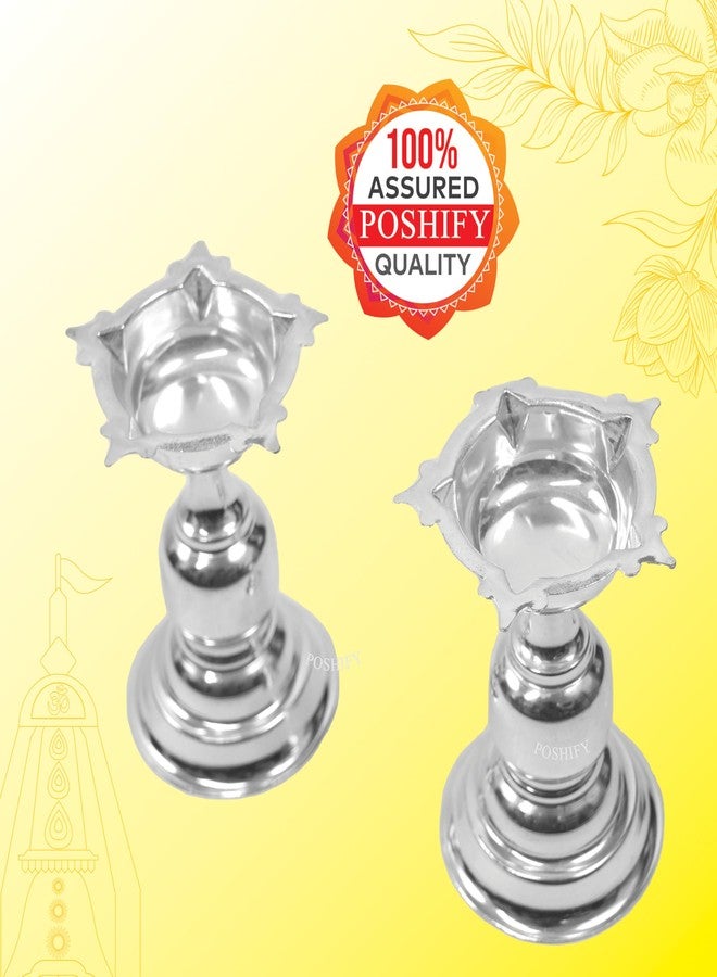 POSHIFY German Silver Big Diya Set of 2, Pooja, Home Decor, Meditation, Yoga, Silverware, Diwali Decorations, Diwali Gift, Wedding Gift, Pooja Samagri, Room Decor, Luxurious Diya Set - Image 5