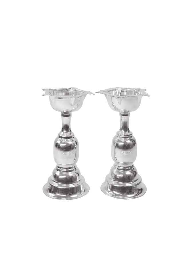 POSHIFY German Silver Big Diya Set of 2, Pooja, Home Decor, Meditation, Yoga, Silverware, Diwali Decorations, Diwali Gift, Wedding Gift, Pooja Samagri, Room Decor, Luxurious Diya Set - Image 1