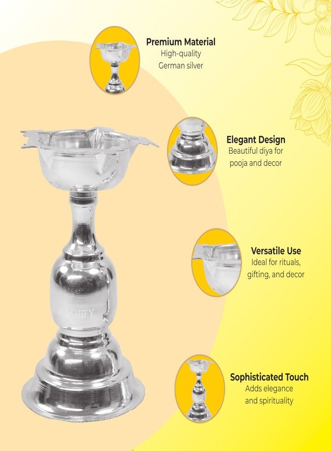 POSHIFY German Silver Big Diya Set of 2, Pooja, Home Decor, Meditation, Yoga, Silverware, Diwali Decorations, Diwali Gift, Wedding Gift, Pooja Samagri, Room Decor, Luxurious Diya Set - Image 4