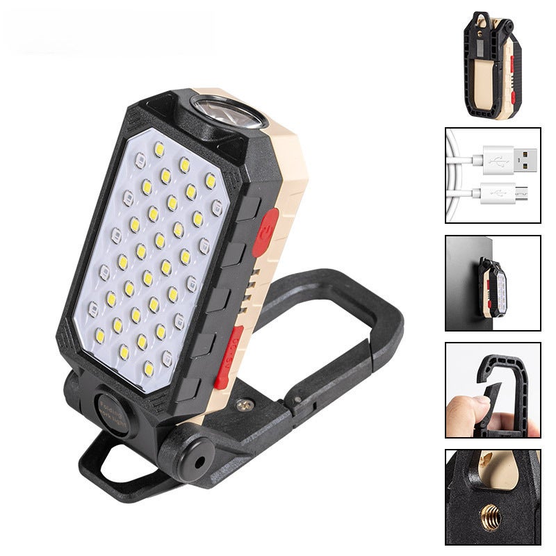 Loquat COB work light USB rechargeable LED with magnet Hook power display emergency portable flashlight car service Light W598B trumpet 28 eye COB work light