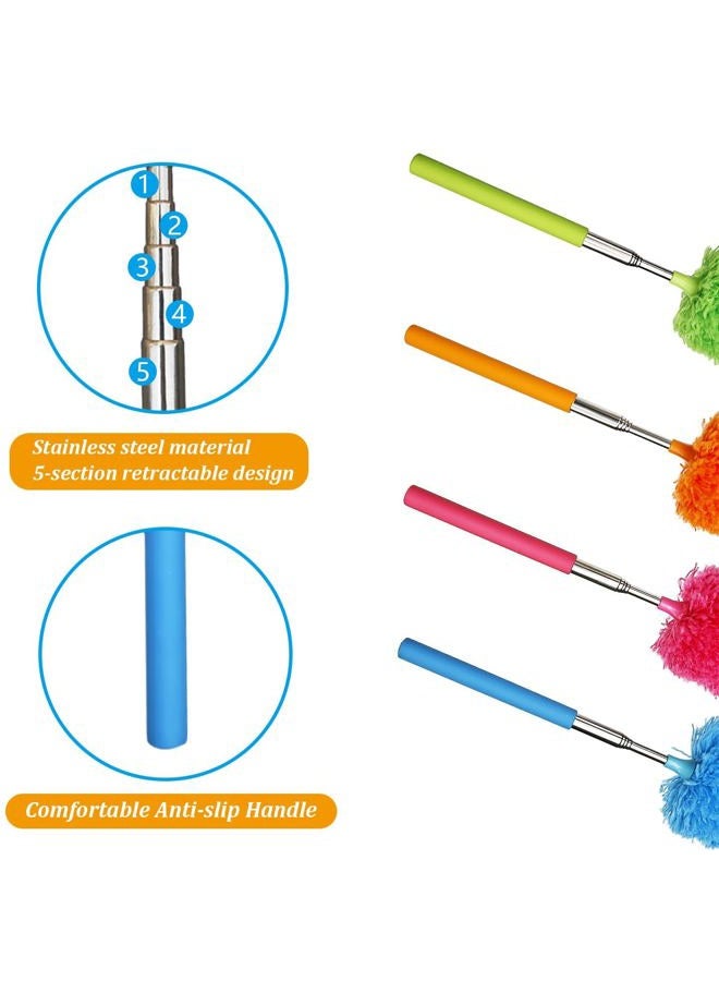 BAIDOON 4 Pcs Washable Microfiber Feather Duster, with Extendable Pole and Bendable Head, Microfibre Cleaning Tool for Cleaning Office, Car, Computer, Furniture, Sofa - Image 2