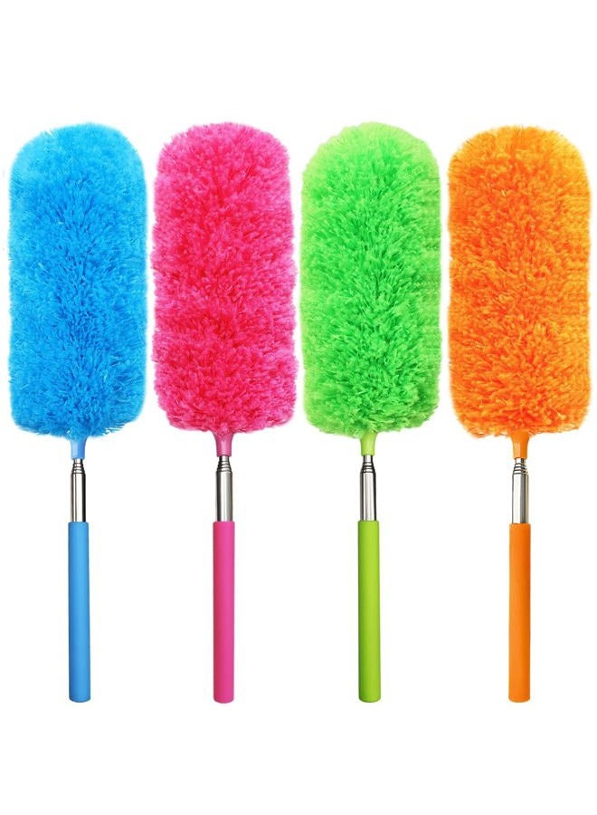 BAIDOON 4 Pcs Washable Microfiber Feather Duster, with Extendable Pole and Bendable Head, Microfibre Cleaning Tool for Cleaning Office, Car, Computer, Furniture, Sofa - Image 1