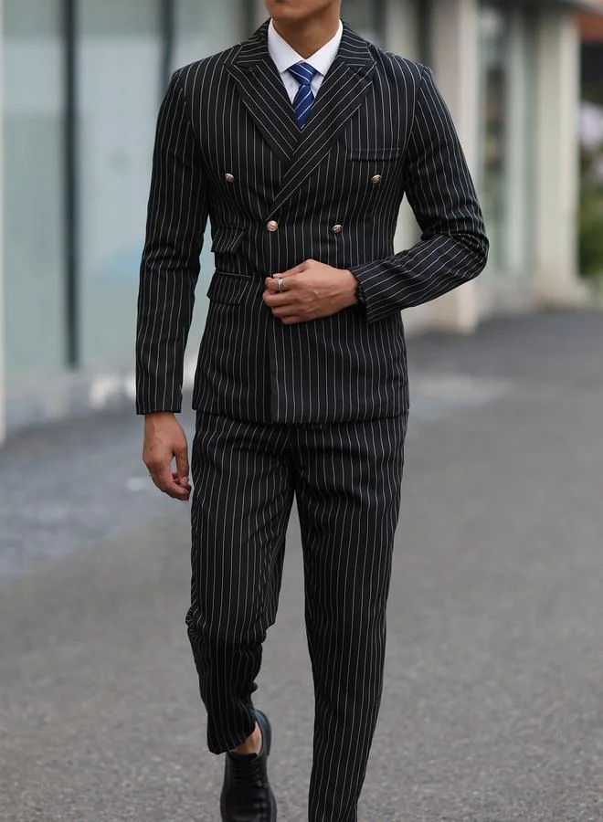 Take Two  Black Pinstripe Double-Breasted Blazer and Trousers Co-Ords for Men | Best Price UAE