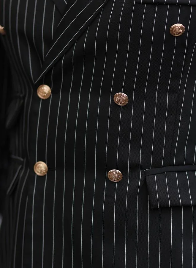 Take Two  Black Pinstripe Double-Breasted Blazer and Trousers Co-Ords for Men | Best Price UAE