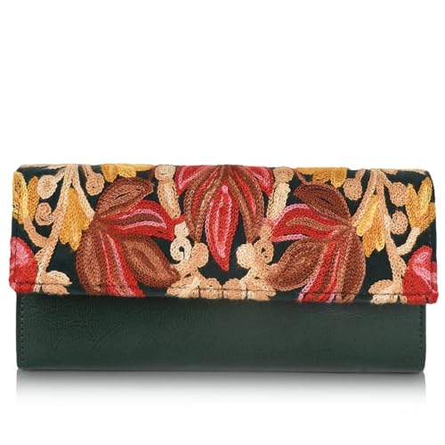 EVEDA Women Gorgeous Embrodeiry Clutch Ladies Party Wedding Purse Bag (Green) - Image 1