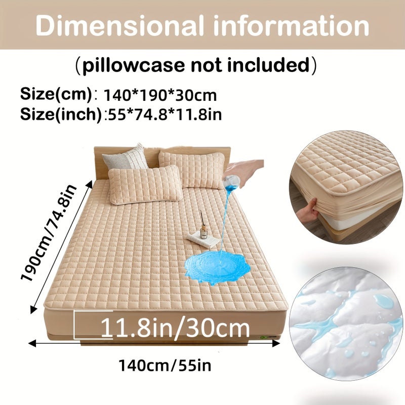 1pc Quilted Mattress Protector (Without Pillow And Core), Soft Comfortable Solid Color Bedding Mattress Cover, Fitted Sheet Mattress Protector for Bedroom, Guest Room, with Deep Pocket, Fitted Sheet 90*200cm 160 * 200cm, And Other Multiple Sizes - Image 1