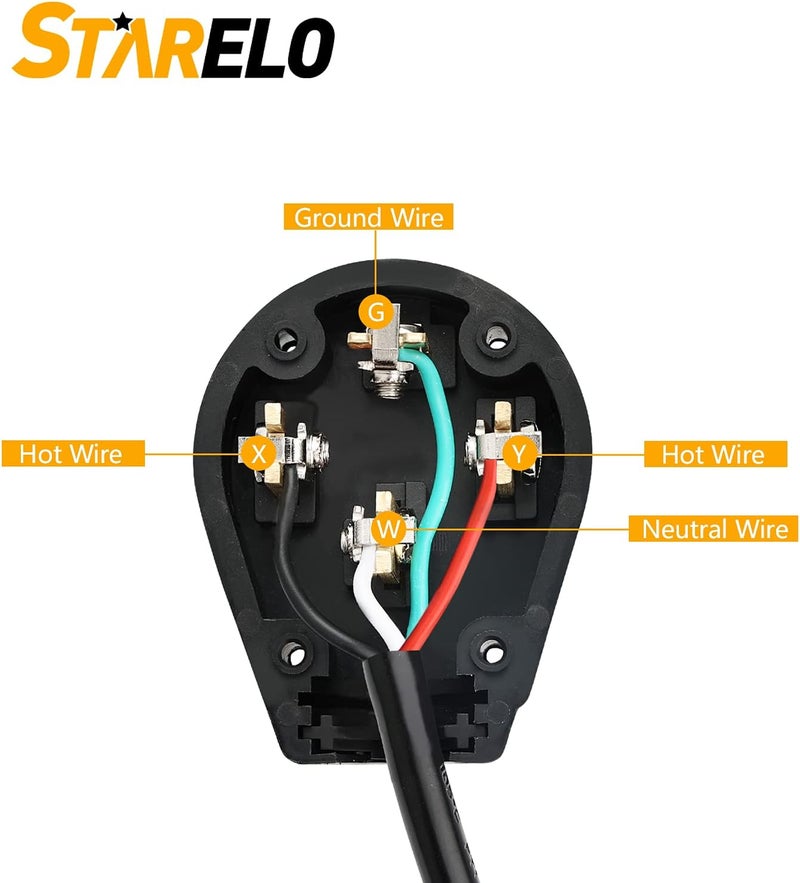 STARELO 14-30P & 14-50P Angle Plug, 30/50A 125/250V 3 Pole 4 Wire Grounding Straight Blade 4 Prong Male Heavy Duty Industrial Grade Power Plug - Image 5