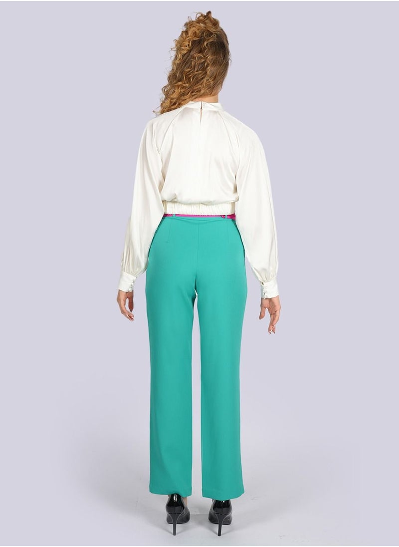 NIVA FASHION HOUSE - Plumeria - Pin Tucks Narrow Hem Pants - Image 1