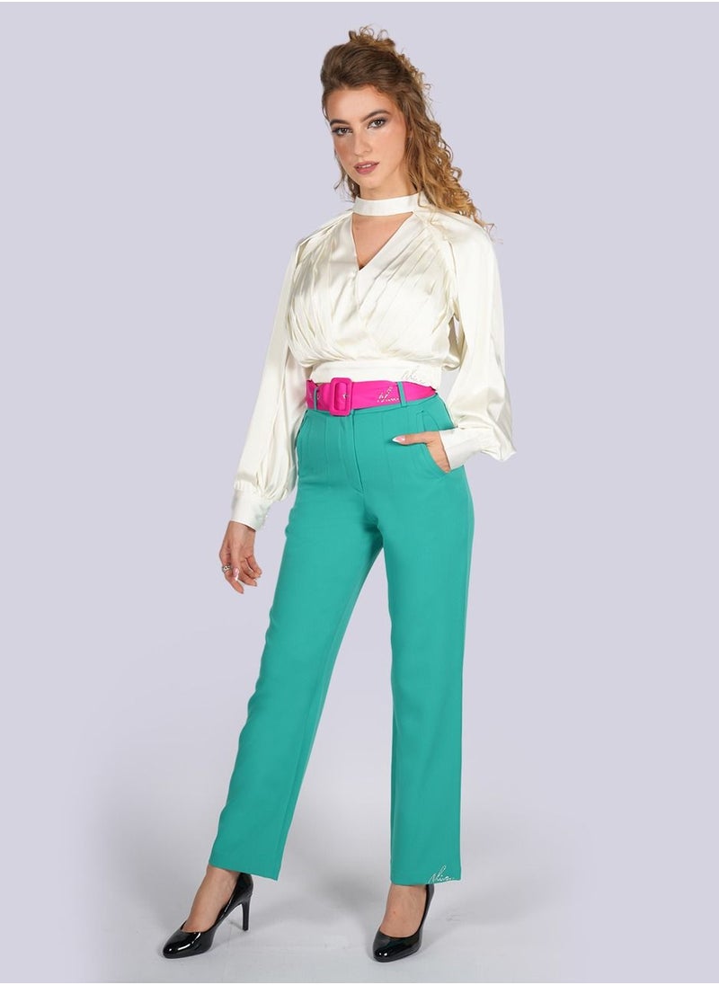 NIVA FASHION HOUSE - Plumeria - Pin Tucks Narrow Hem Pants - Image 1