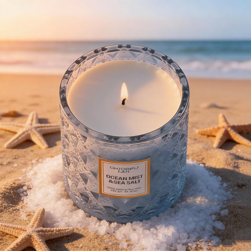 Chloefu LAN Ocean Candles Sea and Salt Candle with up to 55 Hour Long Lasting, Highly Scented, Luxury Air Freshening Jar Candles - Perfect Home Decor, Natural Soy Wax, Beach Candle, 8.1oz - Image 5