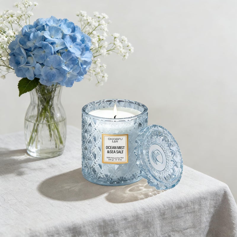 Chloefu LAN Ocean Candles Sea and Salt Candle with up to 55 Hour Long Lasting, Highly Scented, Luxury Air Freshening Jar Candles - Perfect Home Decor, Natural Soy Wax, Beach Candle, 8.1oz - Image 4