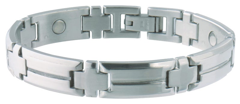 Sabona Mens’ Stainless Steel Magnetic Bracelet, Sport Magnetic Bracelet, Silver, Large/X large, 8.0” - Image 1