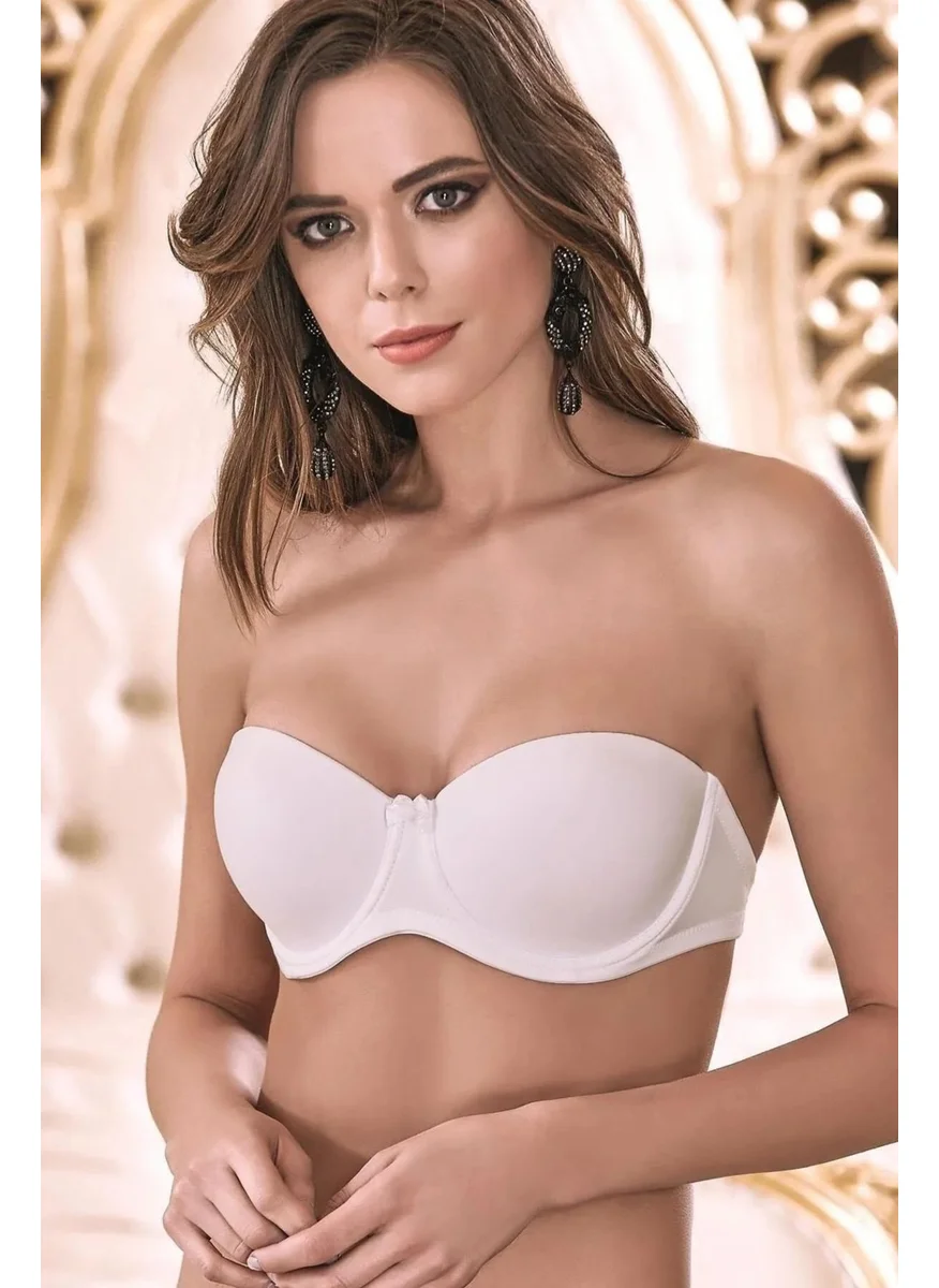 Nurteks 1505 Women's Strap and Back Transparent Push-Up Strapless Bra-Ecru