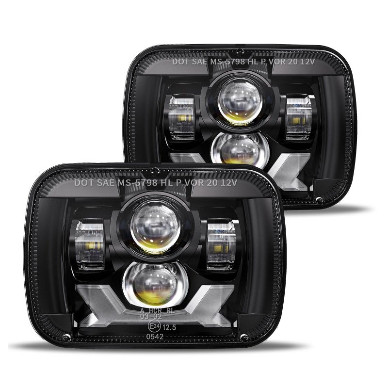 HWSTAR Pair 180W 1000% Bright H6054 5x7 7x6 Led Headlights Compatible with Jeep Cherokee XJ Wrangler YJ DOT Anti-glare DRL Turn Signal Hi/Low Sealed Beam Ford Chevy GMC Toyota Nissan Dodge etc Black - Image 1