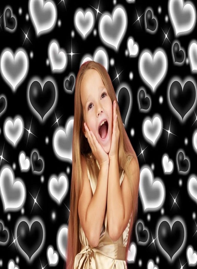 CHAIYA 7x5ft Black Heart Photo Backdrop 90s Backdrops for Photoshoot Valentine's Day Backdrop Women Men Happy Birthday Photography Background - Image 3