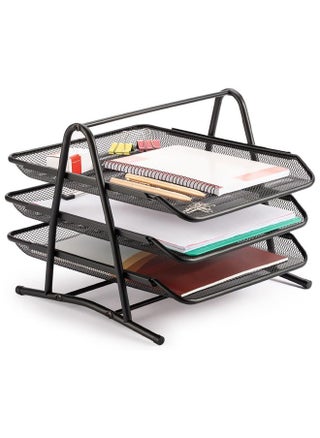 3 Tier File Tray, Office Organizer, Stacking File Holder, Desk Metal Wire Mesh File Organizer for A4 Files/Magazines/Mail/Letters/Postcard/Documents (Black) - pzsku/Z56BA28873811F8D6B1D1Z/45/_/1732951332/6f52b26b-c0cc-40ae-a719-d98b377fa25c