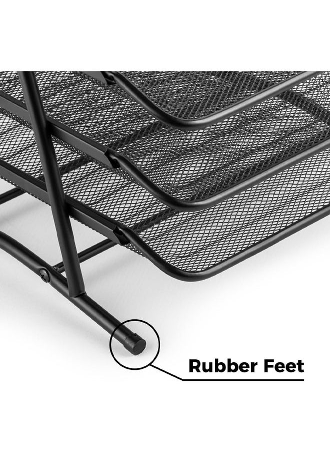 Arabest - 3 Tier File Tray, Office Organizer, Stacking File Holder, Desk Metal Wire Mesh File Organizer for A4 Files/Magazines/Mail/Letters/Postcard/Documents (Black) - Image 1
