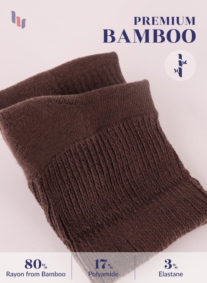 Hugh Ugoli 3 Pairs, Men's Cotton Diabetic Ankle Socks, Wide, Loose and Stretchy, Seamless Toe, Non Binding Top, Semi Cushion, Brown, Shoe Size: 11-13 - Image 4