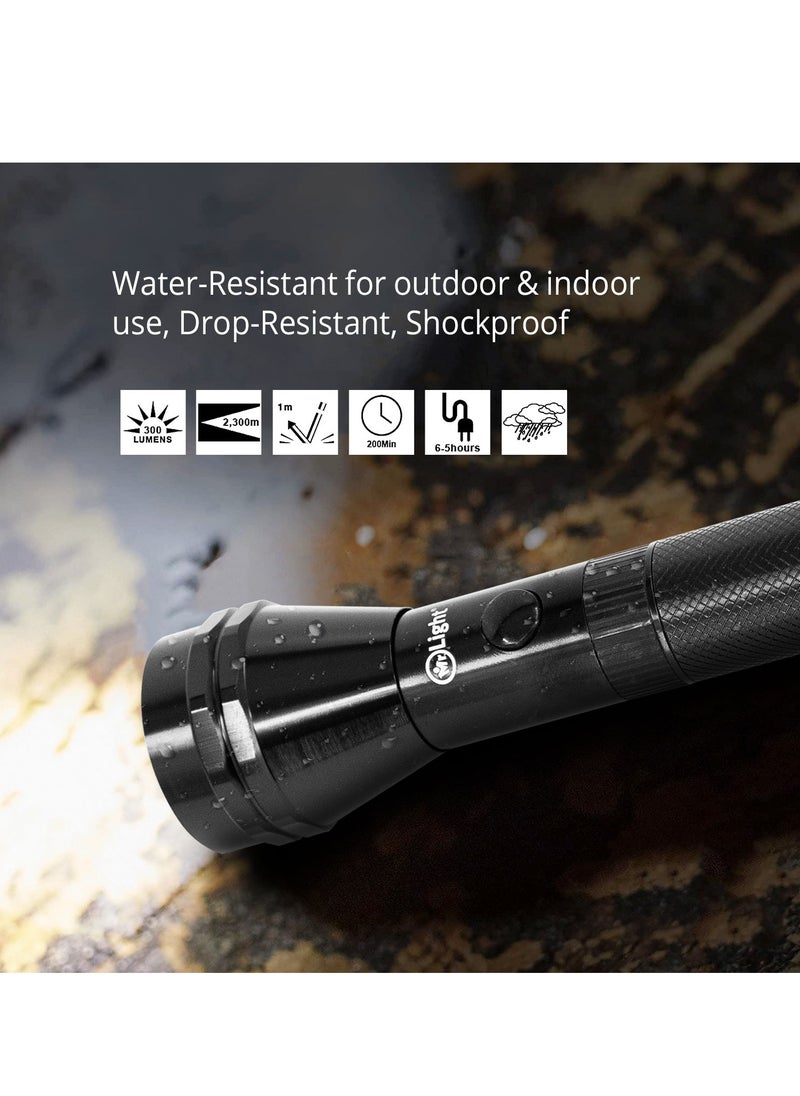 Mr. Light - 5 Pieces Rechargeable LED Flash Light Operating Time 3 Hours Continuously Coverage 2300 Meters Water Resistant Corrosion Resistant And Durable - Image 1