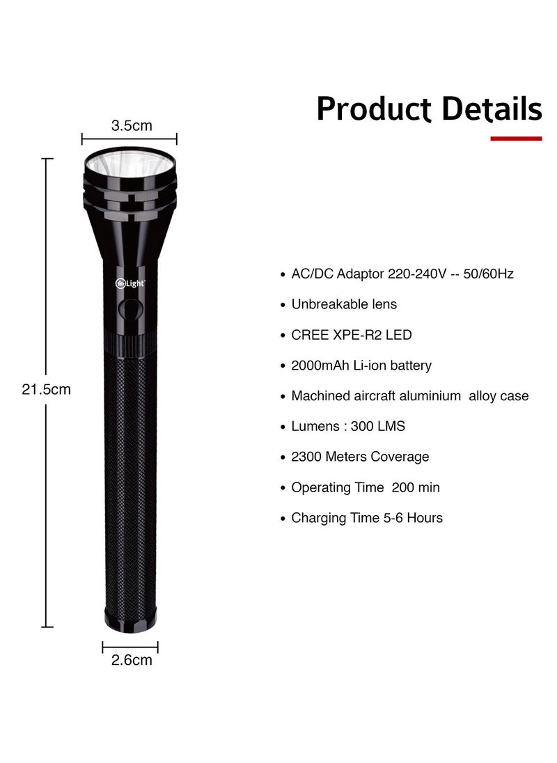 Mr. Light - 5 Pieces Rechargeable LED Flash Light Operating Time 3 Hours Continuously Coverage 2300 Meters Water Resistant Corrosion Resistant And Durable - Image 1