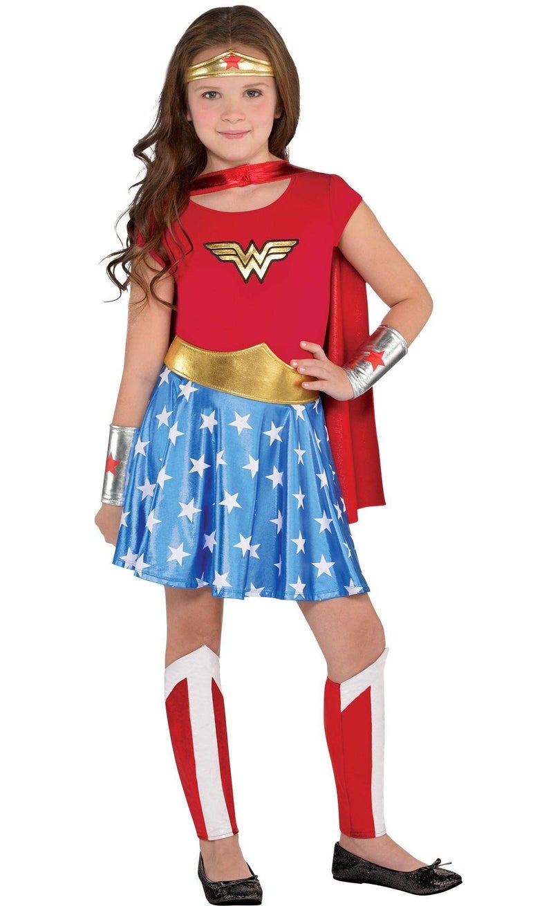Costumes USA Wonder Woman Halloween Costume for Girls DC Comics Medium 810 Includes Dress Cape Headband and More