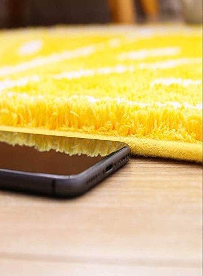 FANSSMILE Thick Lemon Bath Rug Cute Fruits Half Round Shaped Bedroom Bathroom Doorway Kitchen Floor Rug Carpet Water Absorption Non-Slip mat for Bathroom (Yellow, 50x80CM) - Image 4