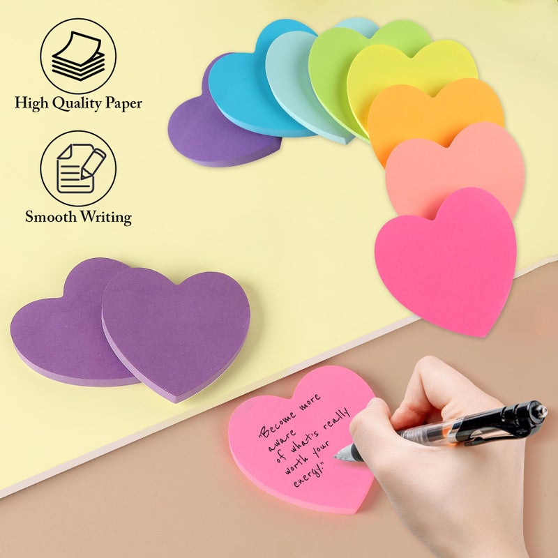 Bluckincle Heart Sticky Notes 8 Colors 100 Sheets/Pad, 800 Sheets Colorful Self-Stick Note Pads Stationary Cute Desk Accessories Office School Teacher Supplies Teacher Valentine Gift Galentines Day Decorations - Image 4