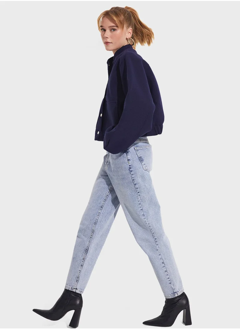 JUNE Pocket Detail Bomber Jacket