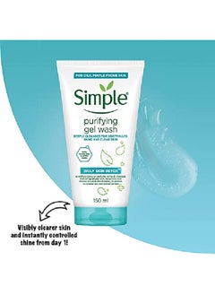 simple Daily Skin Detox Purifying Gel Facial Wash| Controls Sebum Oil & Black Heads| For Pimple Prone Skin| Tested on Sensitive Skin 150 ml  - Image 5