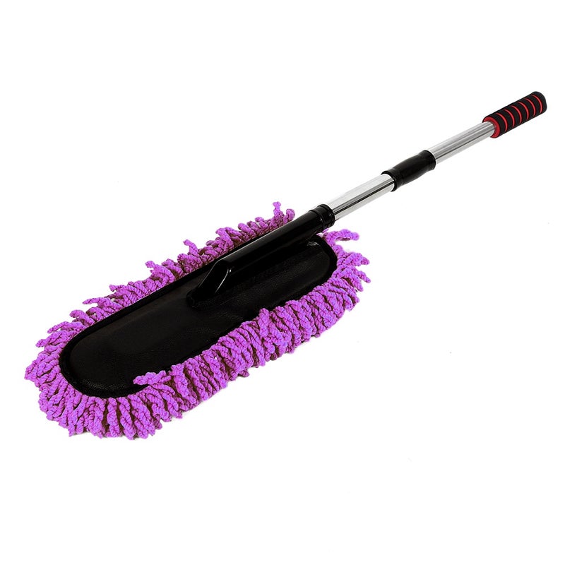 Car Cleaning Brush Window Duster Stainless Steel Retractable Handle Dusting Tool (Purple) - Image 2