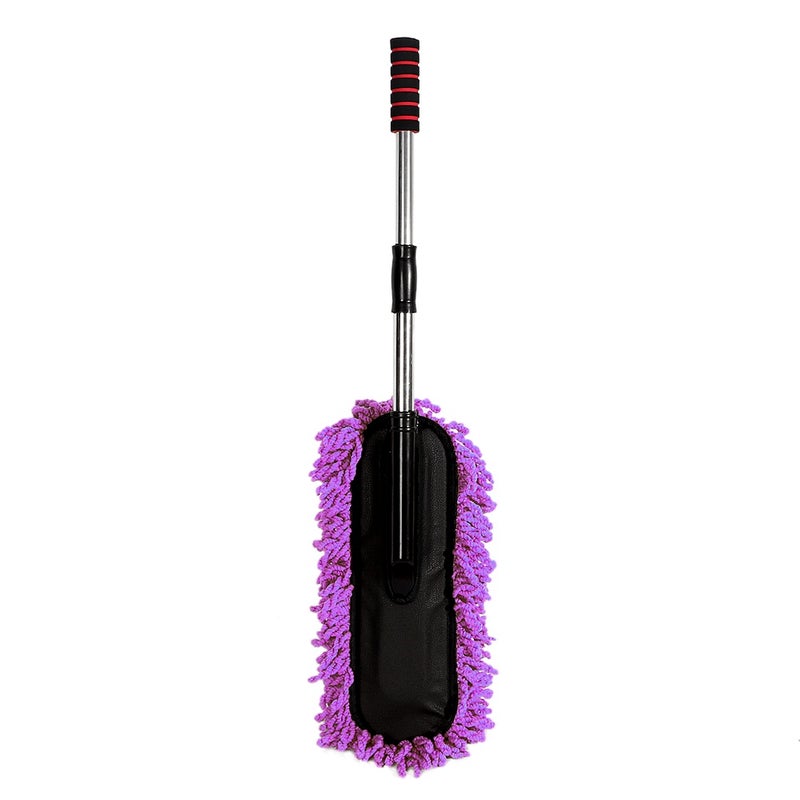 Car Cleaning Brush Window Duster Stainless Steel Retractable Handle Dusting Tool (Purple) - Image 4