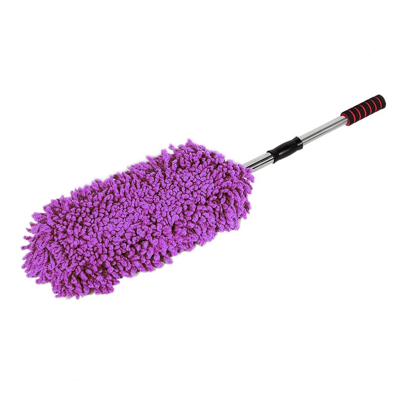 Car Cleaning Brush Window Duster Stainless Steel Retractable Handle Dusting Tool (Purple) - Image 5