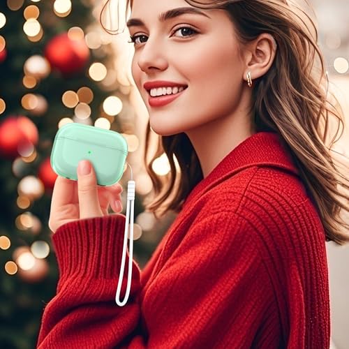 MHYALUDO for Airpods Pro 2nd/1st Generation Case Cover, Compatible with Airpods Pro Case 2nd Gen USB C Charging Port, Clear Soft Transparent Military Grade Shockproof Case, Clear Green - Image 2