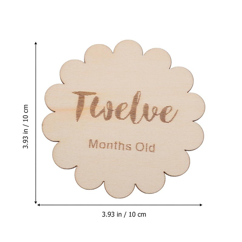 Baby Monthly Milestone Cards Wooden Photo Props 12 Piece Set For Newborn Photography And Birthday Celebration - Image 3
