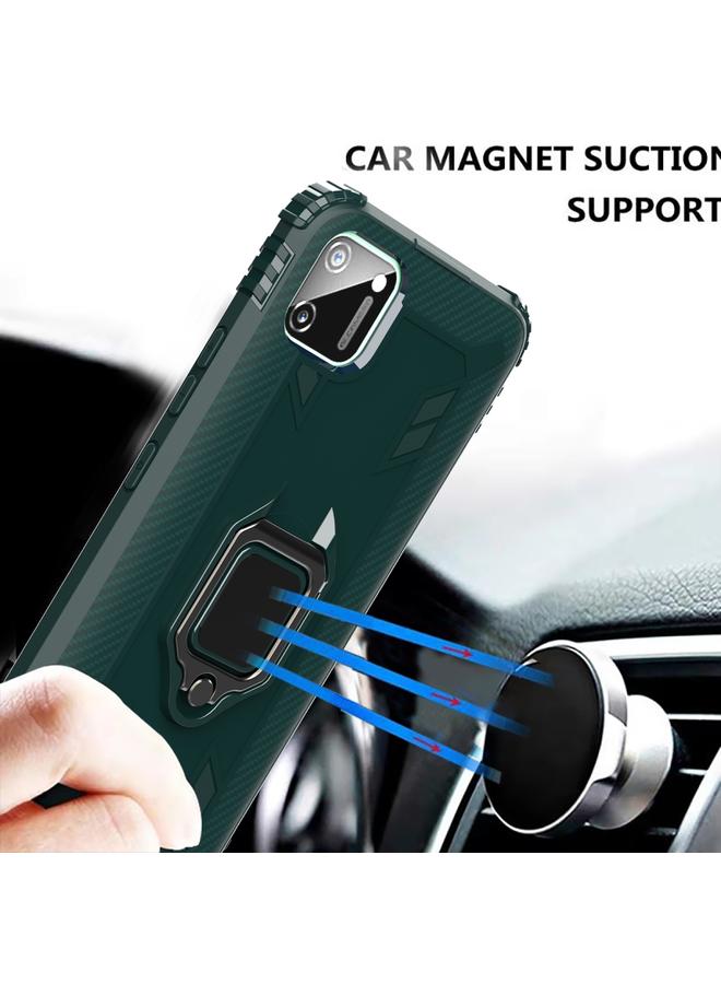 S-TOP Case For OPPO Realme C11 Carbon Fiber Protective Case with 360 Degree Rotating Ring Holder - Image 3