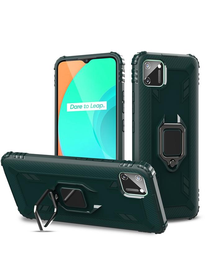 S-TOP Case For OPPO Realme C11 Carbon Fiber Protective Case with 360 Degree Rotating Ring Holder - Image 1