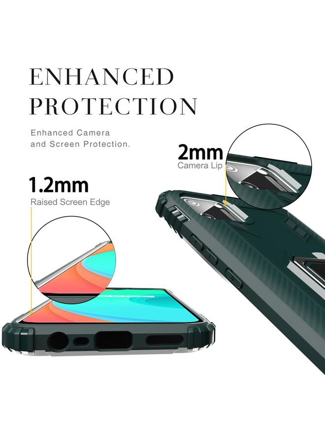 S-TOP Case For OPPO Realme C11 Carbon Fiber Protective Case with 360 Degree Rotating Ring Holder - Image 2