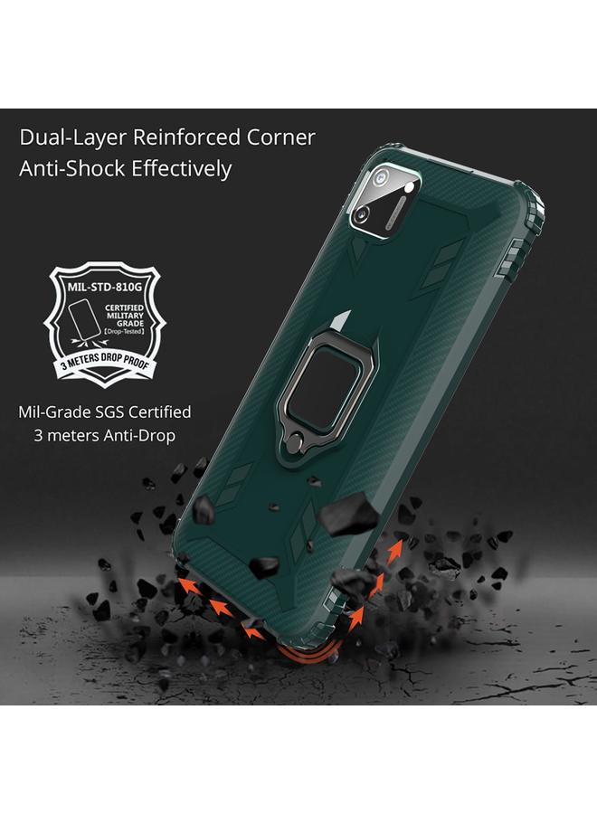 S-TOP Case For OPPO Realme C11 Carbon Fiber Protective Case with 360 Degree Rotating Ring Holder - Image 5