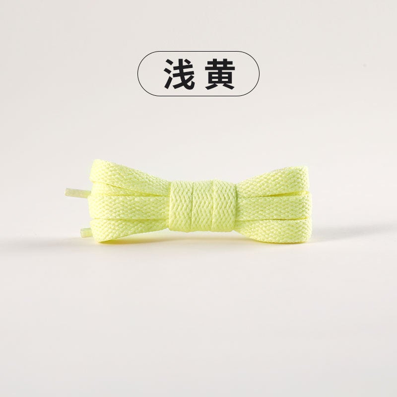 Free Shipping Shoelace Color Single Layer Flat White Black Shoelace All Match General Air Force Sneakers Vance Shoelace Rope Pair lemon yellow - Image 3