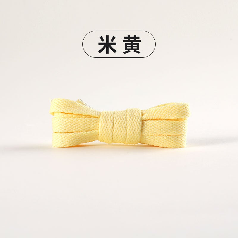 Free Shipping Shoelace Color Single Layer Flat White Black Shoelace All Match General Air Force Sneakers Vance Shoelace Rope Pair lemon yellow - Image 2