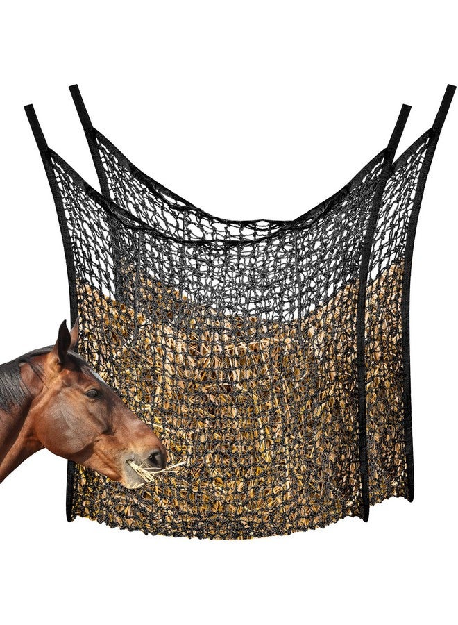 Fabbay 2 Pcs Slow Feed Hay Net Hay Feeder Hay Bags For Horses Goat Stall Trailer Horse Feeding Supplies (Black,35 X 31 Inch) - Image 1