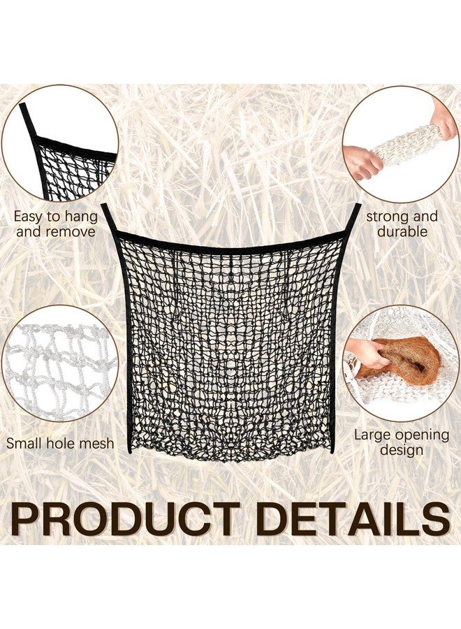 Fabbay 2 Pcs Slow Feed Hay Net Hay Feeder Hay Bags For Horses Goat Stall Trailer Horse Feeding Supplies (Black,35 X 31 Inch) - Image 3