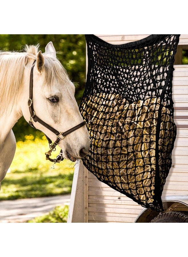 Fabbay 2 Pcs Slow Feed Hay Net Hay Feeder Hay Bags For Horses Goat Stall Trailer Horse Feeding Supplies (Black,35 X 31 Inch) - Image 5