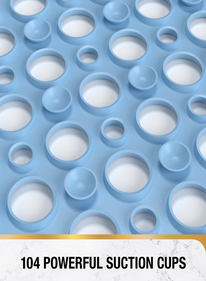 HITSLAM Bathtub Mat Non Slip, Soft TPE Bath Mat for Tub, Efficient Drainage Bathroom Shower Mat with Suction Cups, Bath Tub Mat, Easy to Clean, 28 x 15 Inch, Blue - Image 3