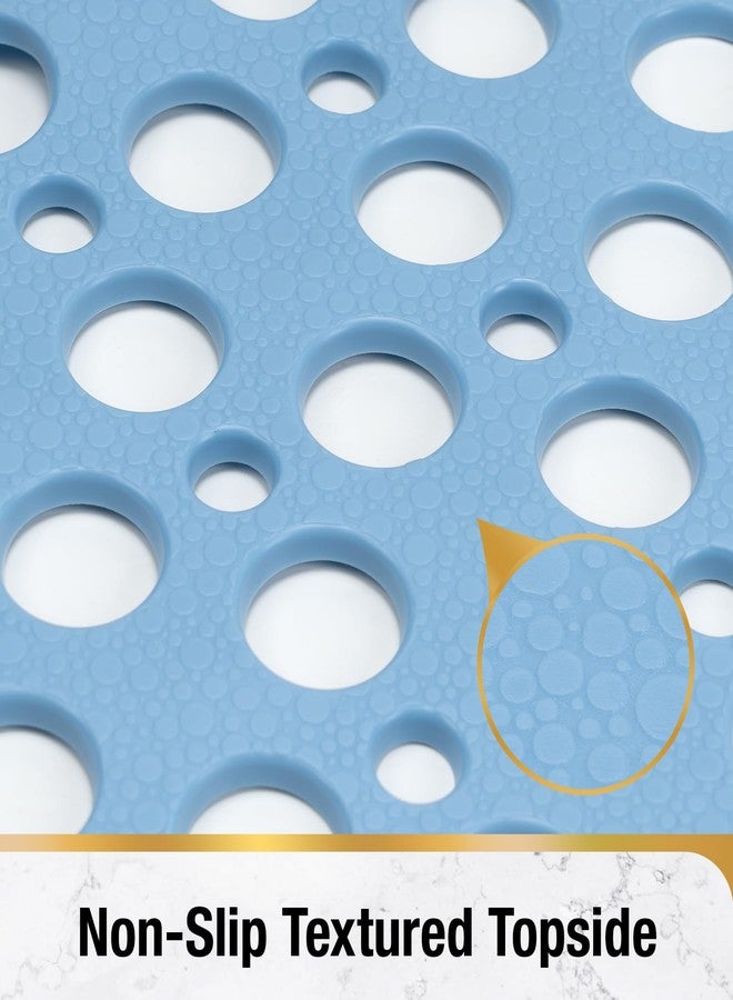 HITSLAM Bathtub Mat Non Slip, Soft TPE Bath Mat for Tub, Efficient Drainage Bathroom Shower Mat with Suction Cups, Bath Tub Mat, Easy to Clean, 28 x 15 Inch, Blue - Image 5