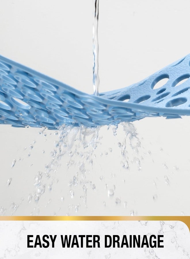 HITSLAM Bathtub Mat Non Slip, Soft TPE Bath Mat for Tub, Efficient Drainage Bathroom Shower Mat with Suction Cups, Bath Tub Mat, Easy to Clean, 28 x 15 Inch, Blue - Image 4