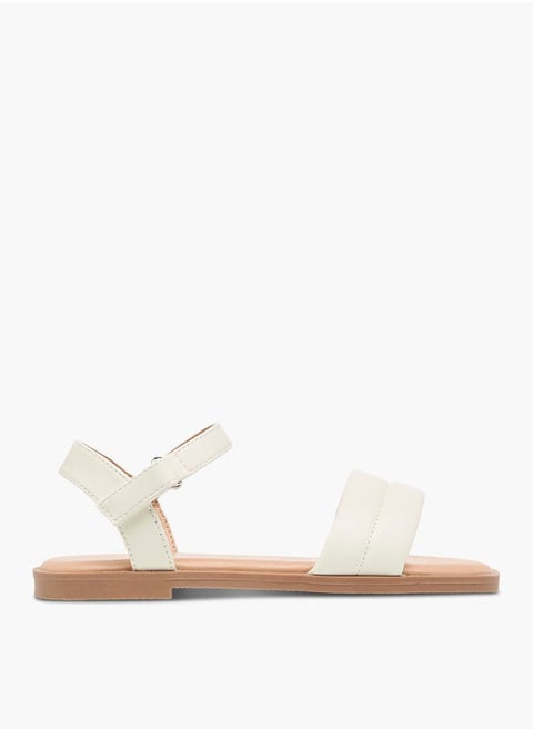 Girls Solid Sandals With Hook And Loop Closure