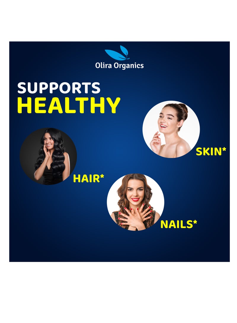 أوليرا أورجانيكس لبيوتين 10000 ميكروغرام 60 كبسولة نباتية | يدعم نمو الشعر الصحي وصحة الجلد - Image 3