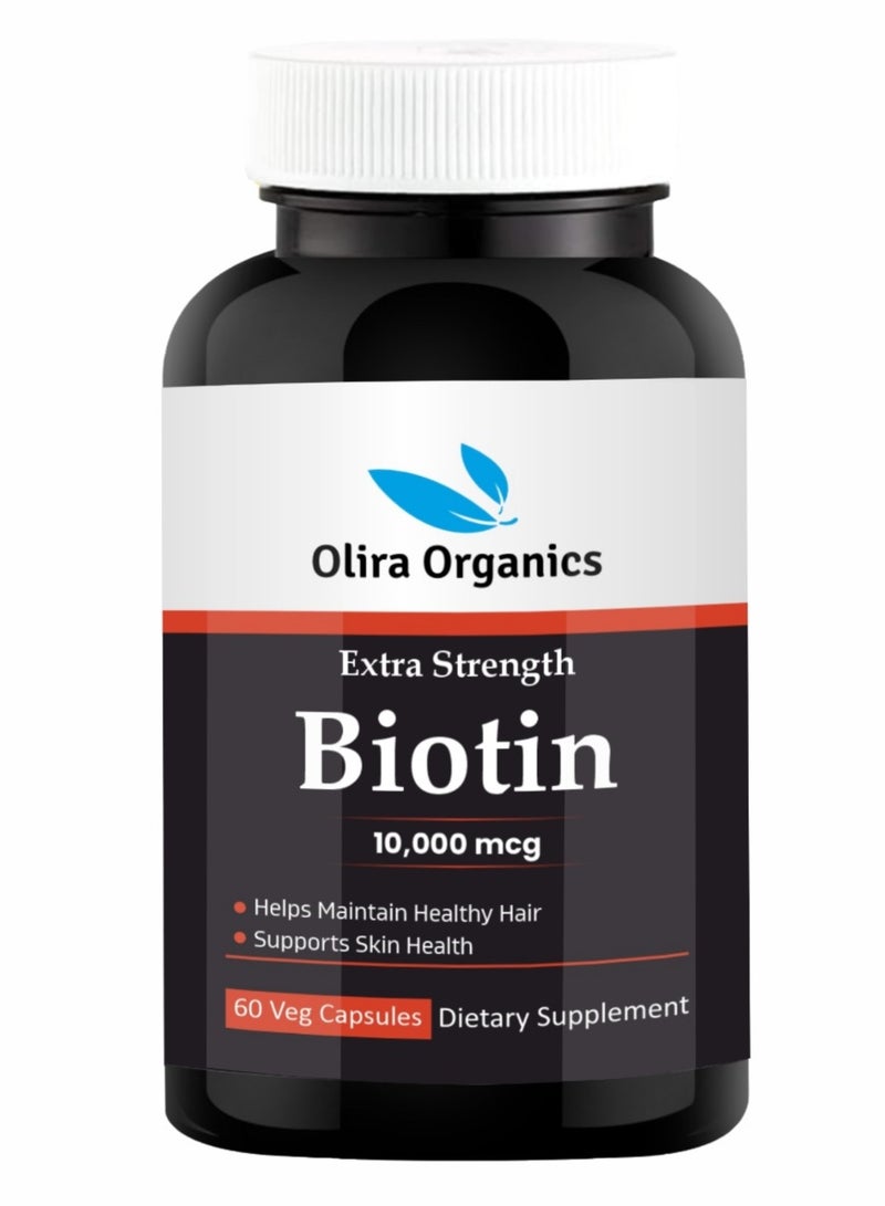 أوليرا أورجانيكس لبيوتين 10000 ميكروغرام 60 كبسولة نباتية | يدعم نمو الشعر الصحي وصحة الجلد - Image 1