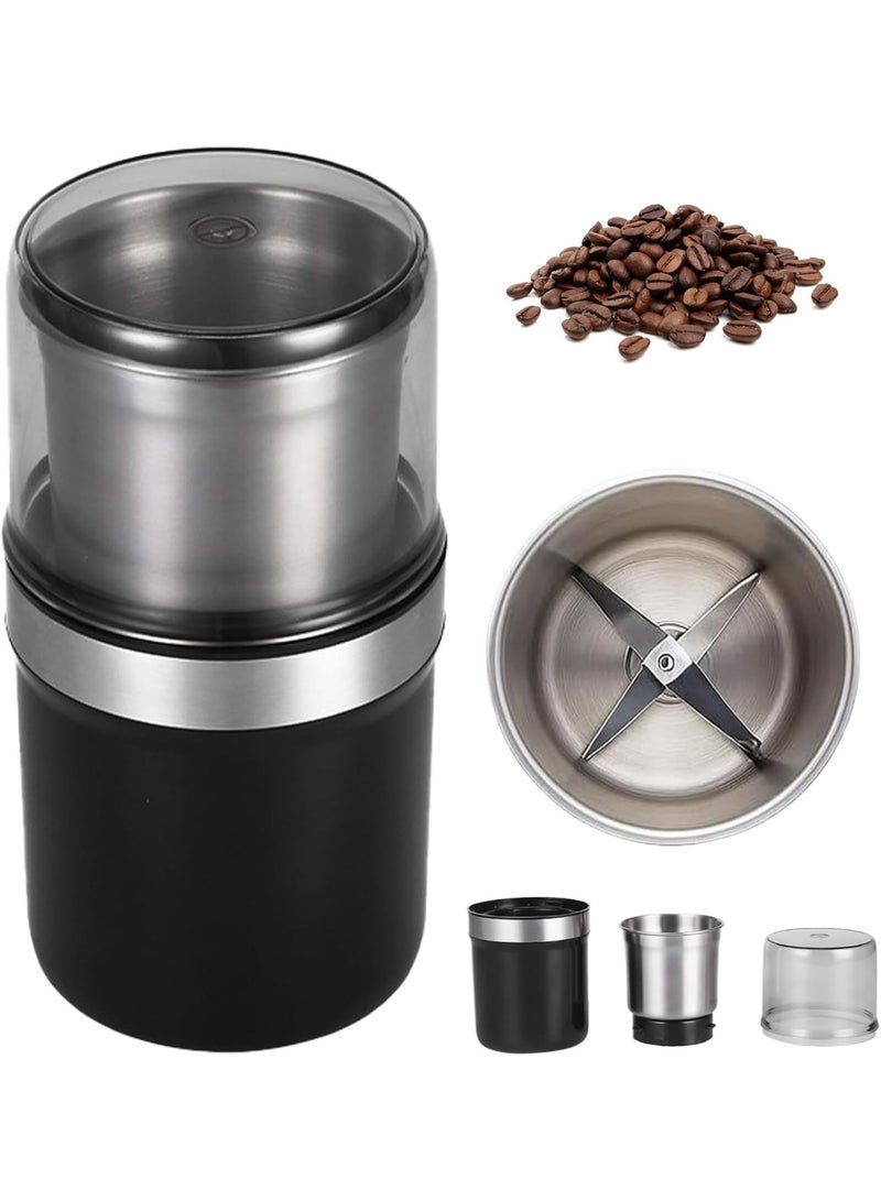 XVersion Electric Coffee and Spice Grinder with Large Stainless Steel Cup – High-Power Motor, Double Blade System, Multi-Use Grinder for Coffee Beans, Spices, Herbs, Grains, Nuts & Seeds, Dual-Layer Safety Lid, Easy-Clean Detachable Cup - Image 1